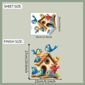 Detailoverzicht van de velgrootte en de afmeting van de vogelhuis muurstickers - 25*29cm