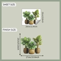 Detailed sheet size and finish size guide for tropical plant toilet wall stickers - 25*29CM/fun-m360