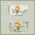 Detailed sheet size and finish size of cartoon bear flying airplane wall stickers - 30*60cm/fun-b119