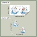 Detailed sheet showing polar bear wall sticker dimensions and decorative finish size - 12*23cm (fun-kg135)