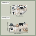 Cartoon European house wall stickers showing sheet size 40x59cm and finish size 35x66cm - 40*59cm