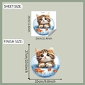 Detalle de las dimensiones y el efecto visual del adhesivo de pared gato en pecera - Estilo Gato En Pecera (fun-f534) / Especificación Estándar