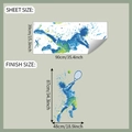 Dettagli sulle dimensioni dell'adesivo tennis dal foglio 39x90cm al layout di 87x48cm - Giocatore di Tennis Appassionato (fun-h18)