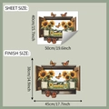 Détail de l'autocollant mural 3D tournesol montrant la taille de la feuille et le rendu - 40*50cm/fun-f554