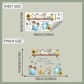 Detail showing layout and dimensions of sunflower and blue kitchenware wall decals - 30*60cm (fun-b132)