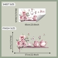 Detaillierte Blatt- und Endmaße für Aquarell-Rosen-Teeservice Wandaufkleber Set - Aquarell Rose Teegeschirr Stil (fun-b129)