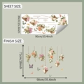 Size layout guide for floral butterfly wall decals showing sheet and finish dimensions - 39x90cm (fun-h16)