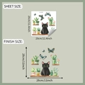 Gedetailleerde maattabel voor zwarte kat en planten toiletstickers, velformaat van 29x29cm - 29*29CM/fun-m362