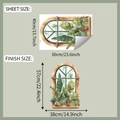 Detail view of tropical plant window wall sticker showing original layout and finished size - 40*60cm/fun-e263