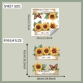 Detail view of sunflower and butterfly wall sticker with dimensions and layout guide - 39*39cm (fun-f563)