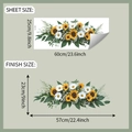 Detail der Maße von gelben Sonnenblumen und weißen Gänseblümchen Wandstickern für Deko - Sonnenblumen Gänseblümchen Stil (fun-f562)