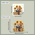 Detail view of cartoon bear wall stickers showing sheet size 39x40cm and finish size 46x35cm - 39*40cm(fun-f592)