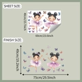 Detail showing cartoon ballet girl wall stickers with sheet and finished size measurements - 40*60cm (fun-e270)