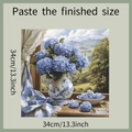 Dettaglio dell'adesivo murale con ortensia blu in vaso con misura finale di 34 cm - 34x34cm / Ortensia Blu