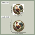 Detail von buntem rundem Hahn-Glasdekor-Aufkleber mit Anzeige der 27 cm Fertiggröße - Hahn Muster (fun-f595)