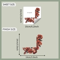 Detail view of red rose wall stickers showing sheet size 16x16cm and finish size 14x14cm - Red Rose Style (fun-kg140) / 16x16cm