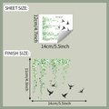 Detail view of vine and bird wall stickers showing sheet and finish dimensions - 12*14cm (fun-kg151)