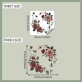 Detailed dimension guide for vintage red rose floral wall and toilet stickers - 29x29cm(fun-m386)