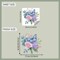 Dimensiones detalladas de pegatinas de rosas y mariposas para decoración de baños - Rosa Y Mariposa (fun-m387)