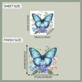 Vinilo decorativo de mariposa azul y hortensias, dimensiones para baño y hogar - Mariposa Azul Floral (fun-m388)