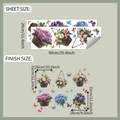 Dettaglio degli adesivi murali cesti di fiori con ortensie e rose su fogli layout - 30x90cm x 2 Fogli