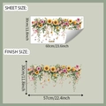 Detail showing sheet and finish dimensions of sunflower and rose wall stickers - 30*60cm/fun-b148