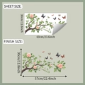 Detalle de dimensiones del adhesivo de pared con rosas rosas vintage y mariposas - 30x60cm