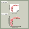 Size specifications for pink tulip wall stickers showing sheet and finish dimensions - Tulip Style (fun-kg146)