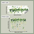 Detail of hanging plant vine wall sticker with sheet size and finished display dimensions - Green Vines Style (fun-c93)
