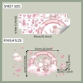 Detailed sheet and finish size layout of pink bear and rabbit nursery wall stickers - 29*90cm*2pcs/fun-c86