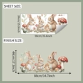 Detailed sheet size and finished layout of cartoon rabbit and mushroom wall stickers - 39*90cm(fun-h22)