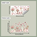 Watercolor floral wall sticker set details showing layout dimensions and finish sizes - 30x60cm