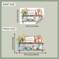 Detailed sheet and finish size display of kitchen wall stickers with floral and pot motifs - 40*60cm (fun-e283)