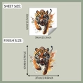 Detailed sheet size and finish size of fierce roaring tiger watercolor wall sticker - Roaring Tiger (fun-f597)