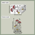 Details von Pilz Wandstickern mit Angaben zu Bogengröße und fertigem Wanddesign - 35x60cm (fun-f602)