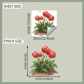 Detail showing dimensions of red tulip wall sticker sheet and finished layout size - Red Tulip (fun-f604)