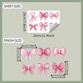 Détail des stickers muraux nœud rose avec dimensions affichées en cm et en pouces - Style Nœud Rose (fun-f612)