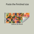 Dettaglio adesivo da parete geometrico tropicale con palme e fenicottero 100x44cm - Stile geometrico tropicale (fun-f621)