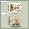 Detailed sheet and finish size comparison for cartoon rabbit and flower wall sticker - 30x39cm (fun-f603)