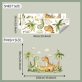 Detailed sheet layout and finished size dimensions of cartoon dinosaur wall stickers - Cartoon Dinosaur Family (fun-c91)
