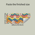 Detaillierte Maße von 100x44cm Retro Gänseblümchen Wandtattoo für Dekoration - Retro Wellen Gänseblümchen Stil (fun-f616 107)