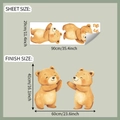 Detail sheet showing watercolor cartoon bear wall decals with size specifications - Cute Cartoon Bear (fun-d48) / 29*90cm