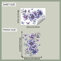 Watercolour purple flowers and butterfly wall sticker sheet and finish size layout - Purple Flower Butterfly Style (fun-e285)