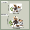 Detailed sheet size and finish size guide for watercolor coffee wall art stickers - 30x39cm