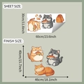 Cartoon fat cat wall stickers showing sheet size 30x60cm and finish size 40x46cm - Cartoon Cat Style (fun-b155) / 30*60cm