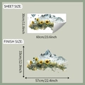 Dettaglio delle dimensioni del foglio 30x60cm e del montaggio dell'adesivo con girasoli - 30x60cm
