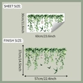 Gedetailleerde weergave van blad- en afwerkingsmaat van groene planten muurstickers decor - 30x60cm