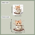 Detail der Cartoon-Katze in Kaffeetasse Wandsticker mit Maßangaben von 29x29cm für die Küche - 29*29cm