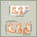 Detailed size specifications for three cute orange cat wall stickers with sheet and finish sizes - 30*60cm/fun-b161