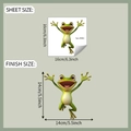 Detailed dimension guide for 3D green cartoon frog wall sticker 16x16cm sheet - 16x16cm